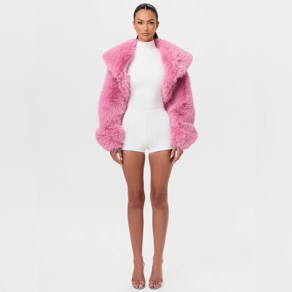 Naked Wardrobe Faux Fur Plush Cropped Jacket